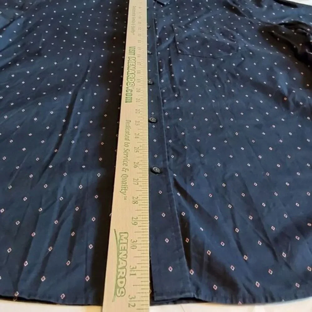 Banana Republic Shirt Mens Short sleeve XLarge Blue Geometric Stretch Cotton‎